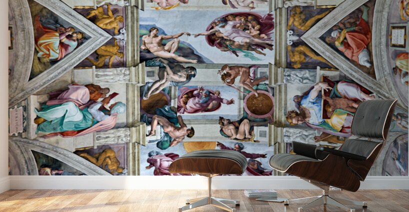 Famous ceiling of Sistine Chapel in Vatican Museums in Rome Wall Murals