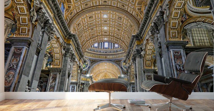 Visit to Saint Peters Basilica in Rome with Berninis baldacchi Wall Murals