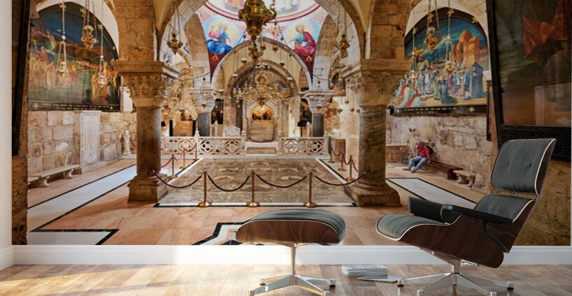 Visit to the church of the Holy Sepulchre in Jerusalem during th Wall Murals