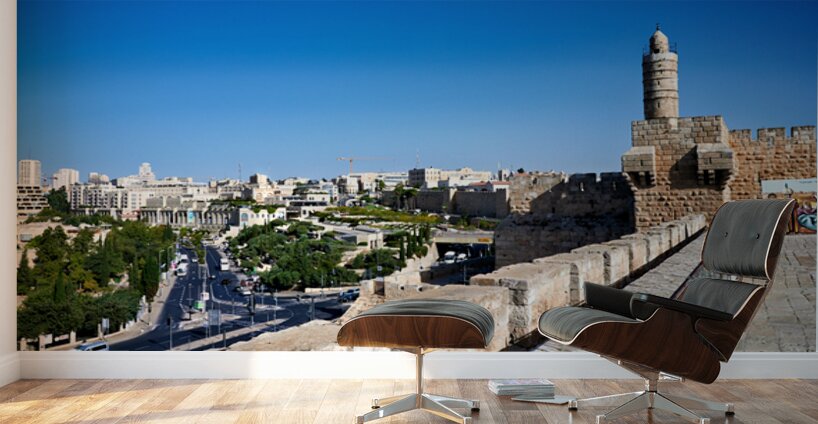 View of the old city ramparts in Jerusalem during the day Wall Murals