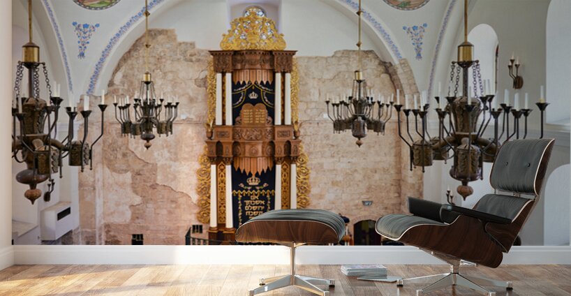 Hurva Synagogue in Jerusalem shows historic architecture and des Wall Murals