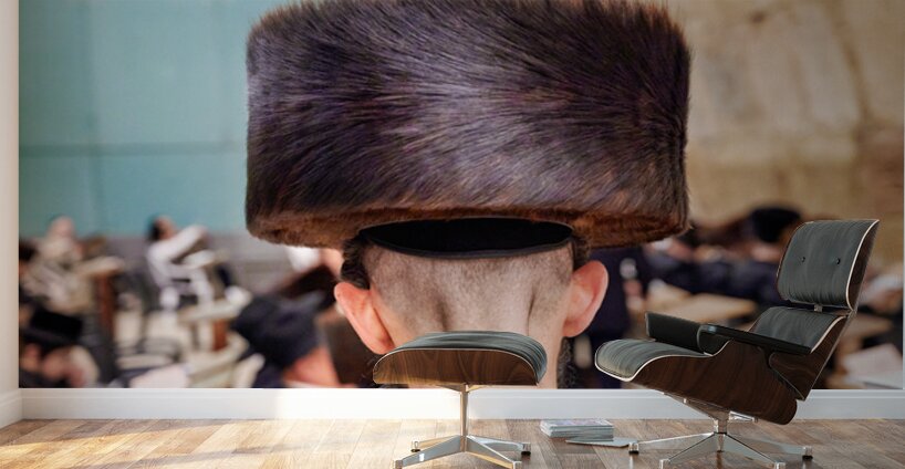 Jewish men study in Jerusalem at the Western Wall Wall Murals