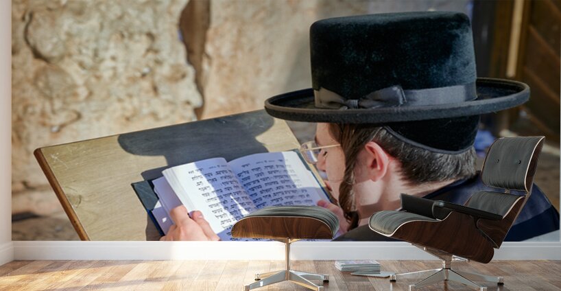 Orthodox Jews at the Wailing Wall in Jerusalem during prayer Wall Murals