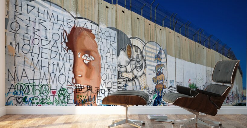 West Bank separation wall covered in art in Bethlehem Jerusalem Wall Murals
