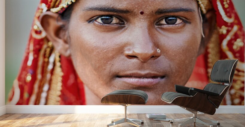 Portrait of woman in traditional dress in Mandawa Rajasthan Wall Murals