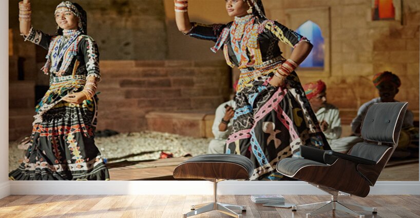 Traditional dance performance in Khimsar Rajasthan showcases cul Wall Murals