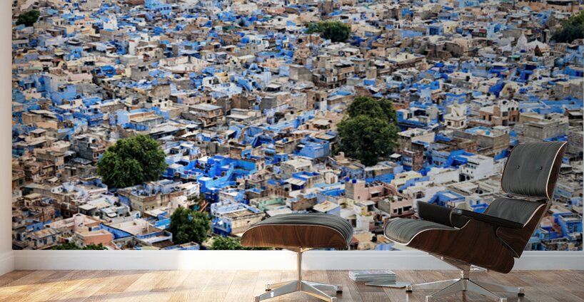 Cityscape view of blue houses in Jodhpur Rajasthan in India Wall Murals