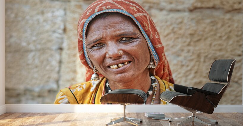 Portrait of a woman in Jaisalmer Rajasthan India Wall Murals