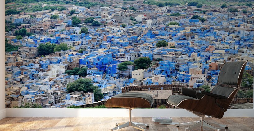 Cityscape view of blue buildings in Jodhpur Rajasthan Wall Murals