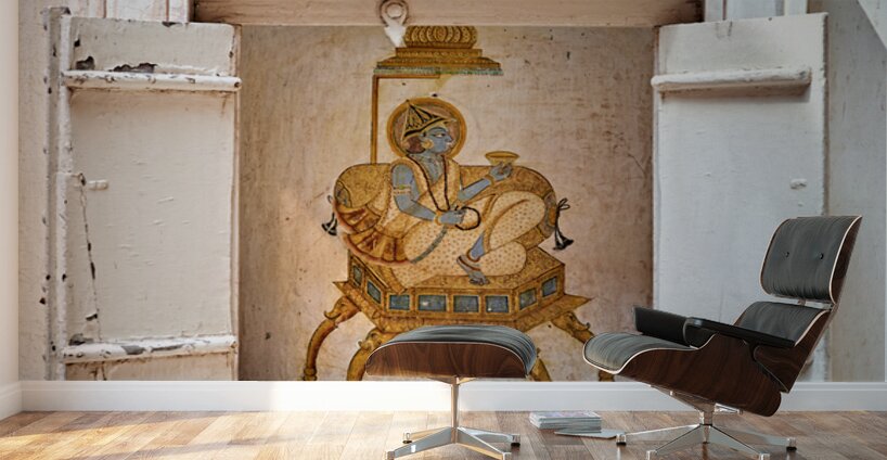 Artwork of a seated figure in Mehrangarh Fort Jodhpur Rajastha Wall Murals