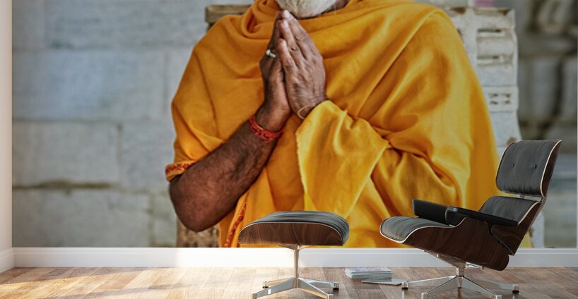Man prays in Jain temple in Ranakpur Rajasthan during the day Wall Murals