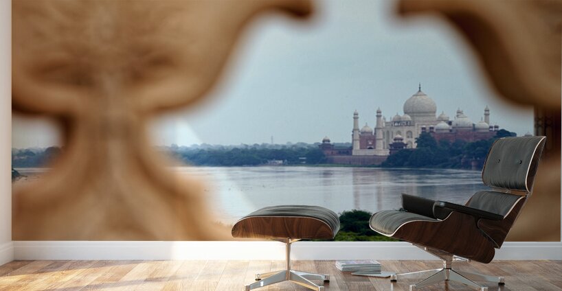 View of Taj Mahal Palace from a distance in Agra India Wall Murals