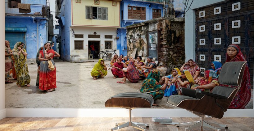 Women gather in Bundi Rajasthan during a community outing Wall Murals