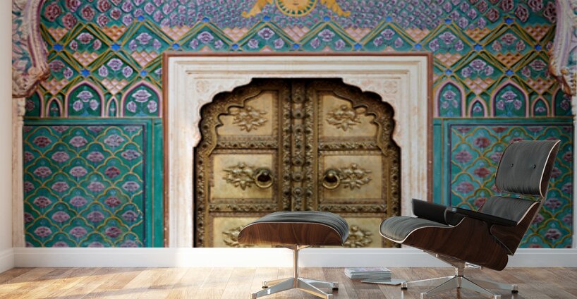 Detail of the main entrance door at City Palace in Jaipur Rajas Wall Murals