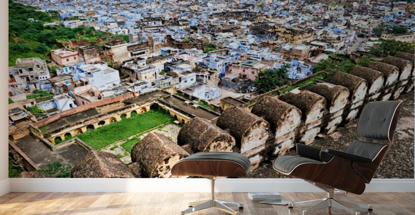 View from Taragarh Fort in Bundi Rajasthan showcasing city layo Wall Murals