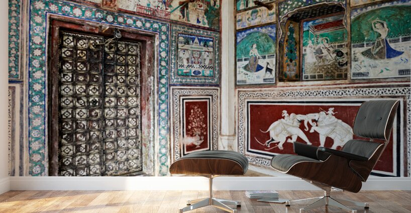 Decorations and paintings at Taragarh Fort in Bundi Rajasthan Wall Murals