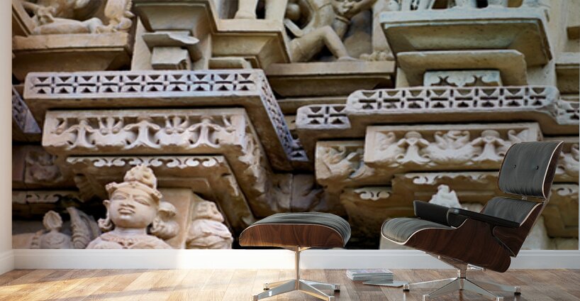 Hindu temples of Khajuraho in Madhya Pradesh show intricate carv Wall Murals