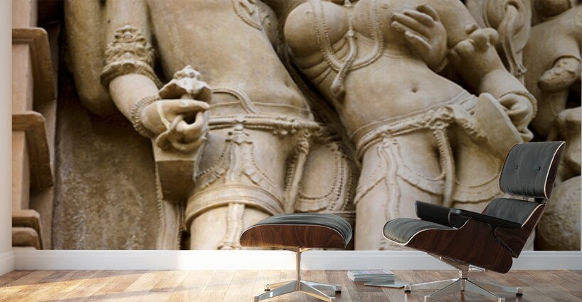 Hindu erotic sculptures at Khajuraho temples in Madhya Pradesh Wall Murals
