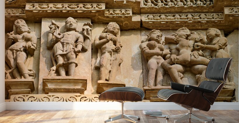 Sculptures of love at Khajuraho temples in Madhya Pradesh India Wall Murals