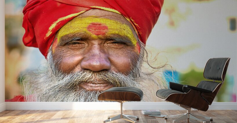 Portrait of holy man sadhu in Orchha Madhya Pradesh India Wall Murals
