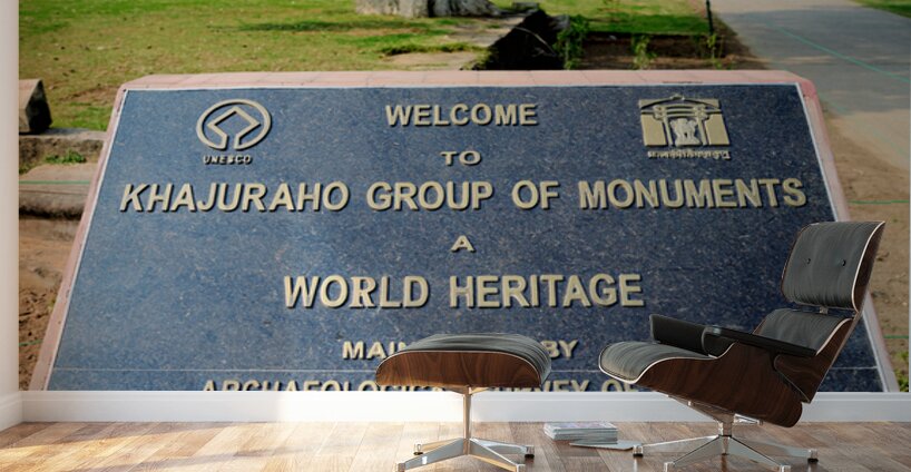 Welcome sign at Khajuraho Group of Monuments in Madhya Pradesh Wall Murals