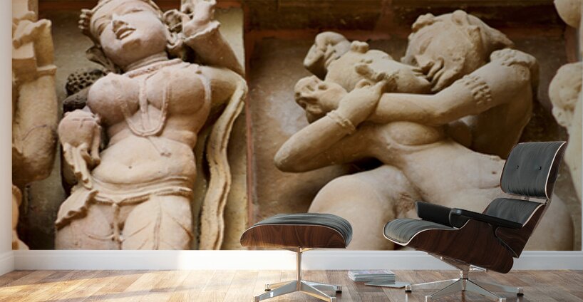 Exploring Hindu erotic art in Khajuraho temples in Madhya Prades Wall Murals