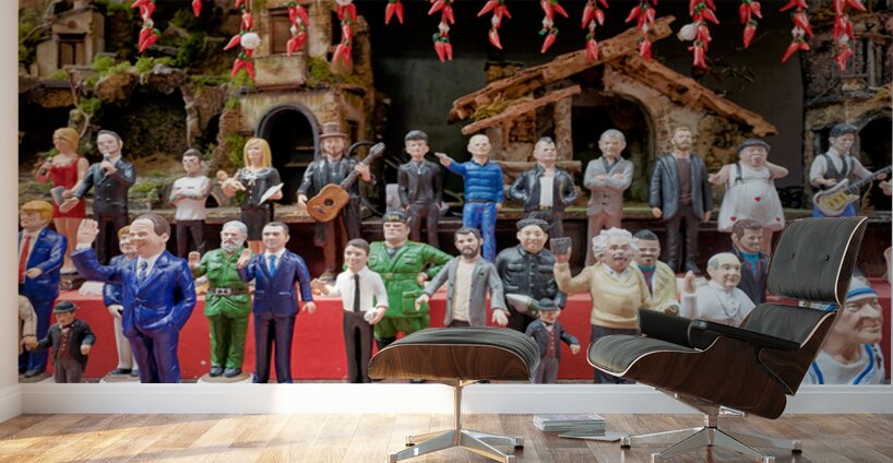 Nativity scene statues in Naples at Christmas Wall Murals