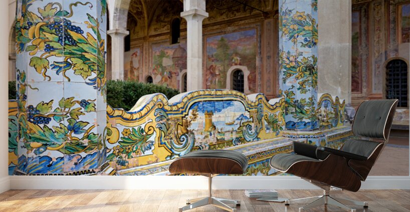 Cloister of the clarisses at santa chiara in naples campania ita Wall Murals