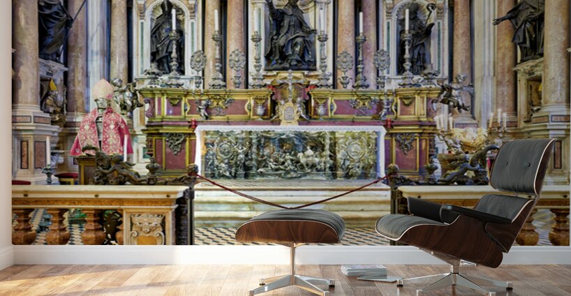 Naples Cathedral interior with altar and statues Wall Murals
