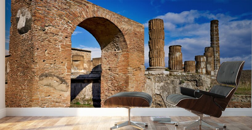 Ruins of ancient Pompeii in Naples Campania Italy under blue sky Wall Murals