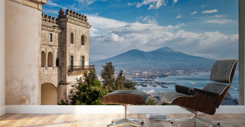 View of gulf of naples and mount vesuvius from historic location Wall Murals