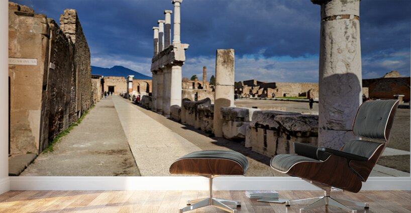 Exploring Pompeii ruins in Campania Italy on a cloudy day Wall Murals