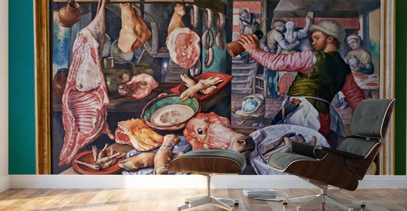 Depiction of a butcher at work in Museo di Capodimonte in Naples Wall Murals
