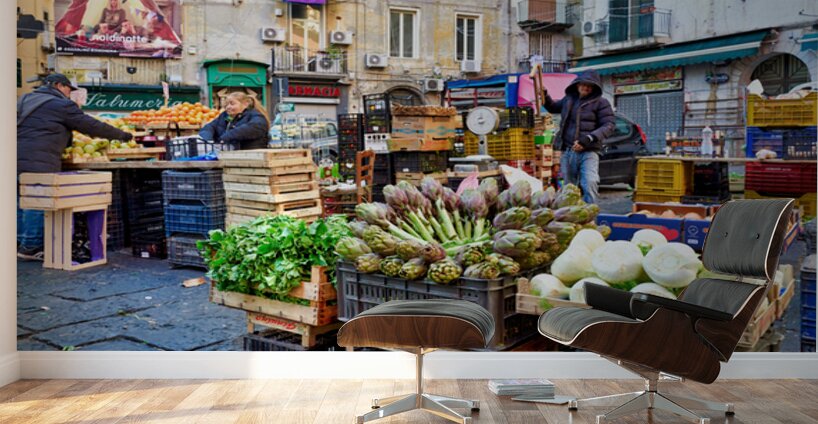 Greengrocer market scene in Pignasecca quarter Naples Italy Wall Murals