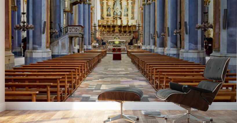 Interior of San Domenico Maggiore church in Naples at midday Wall Murals