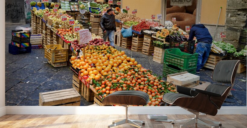 Greengrocer selling fruits and vegetables in Naples Campania Ita Wall Murals