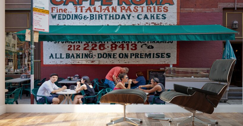 Visitors enjoy pastries at Caffe Roma in Little Italy New York Wall Murals