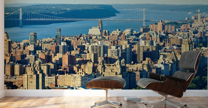 View of upper west side and george washington bridge in manhatta Wall Murals