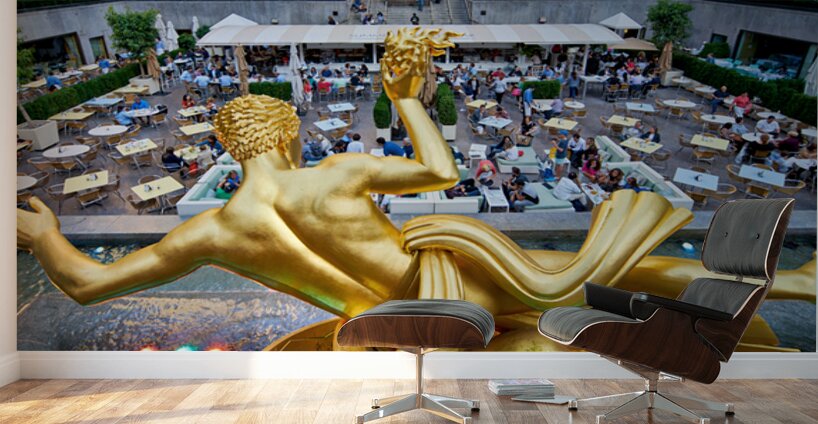 Prometheus statue at Rockefeller Center in Manhattan during the  Wall Murals