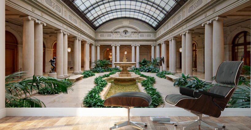 People walk around the courtyard at the Frick Collection in New  Wall Murals