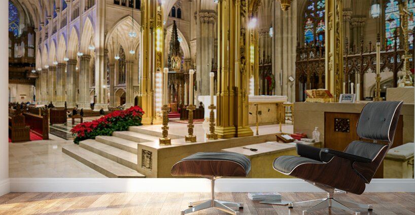 St. Patricks Cathedral interior in Manhattan during holiday sea Wall Murals