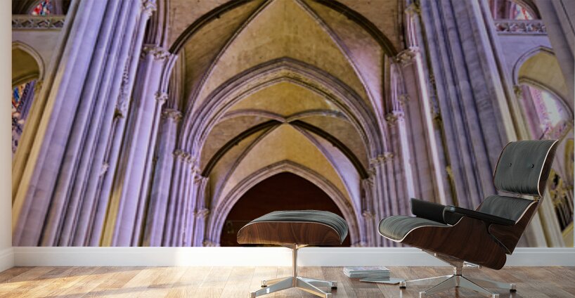 Manhattan cathedral interior showing arches and altar area Wall Murals