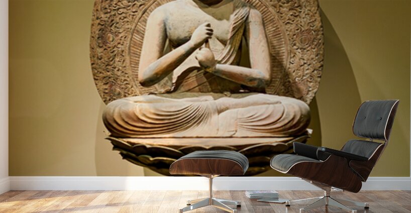 Sculpture of buddha in asian art gallery in metropolitan museum  Wall Murals