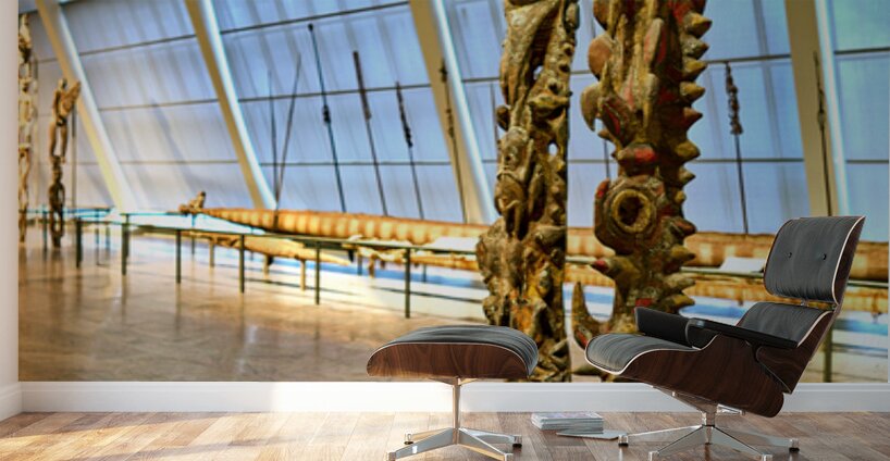 Oceanic Art display in Metropolitan Museum of Art with figures Wall Murals