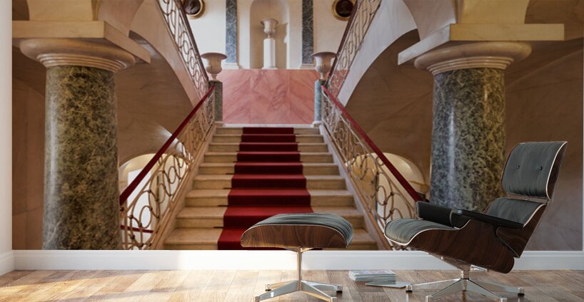 Stairs inside Palazzo Nicolaci in Noto Sicily during daytime Wall Murals