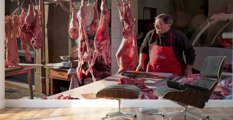 Market scene in Catania with fresh meat on display Wall Murals