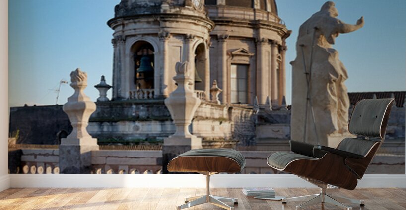View of metropolitan cathedral of saint agatha in catania sicily Wall Murals