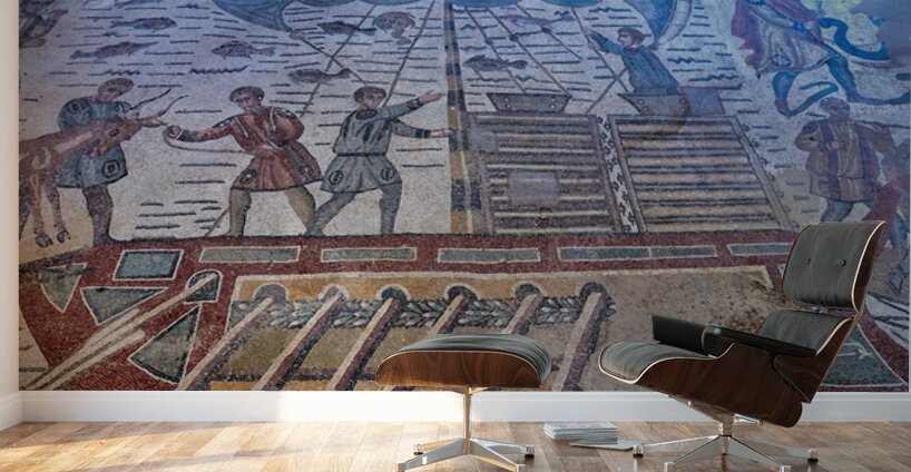 Mosaics show scenes of daily life at Villa Romana del Casale in  Wall Murals