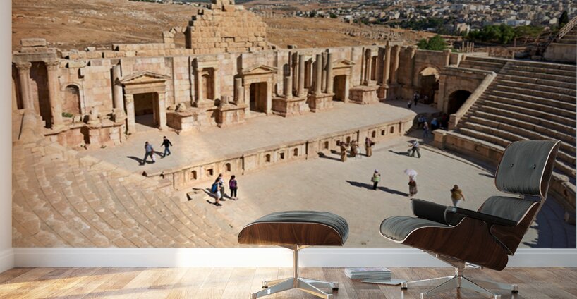 Exploring the ancient theatre in Gerasa Jerash in Jordan Wall Murals