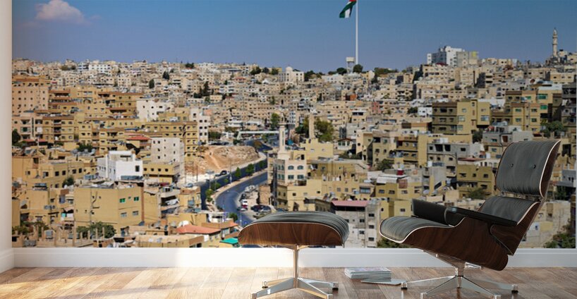 Cityscape view of Amman Jordan with buildings and roads Wall Murals